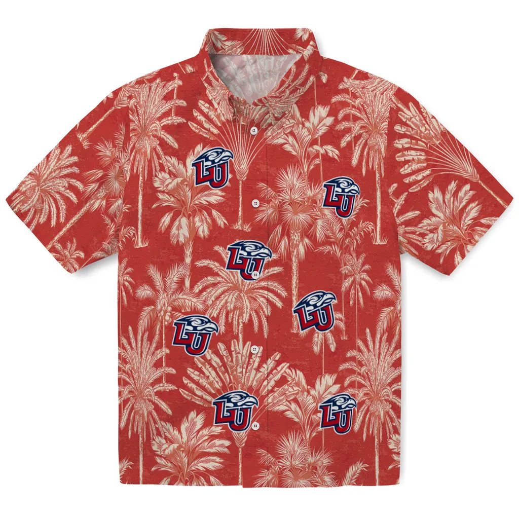 Liberty Flames Hawaiian Shirt - Vintage Palm Tree liberty flames palm shadows red hawaiian shirts best selling