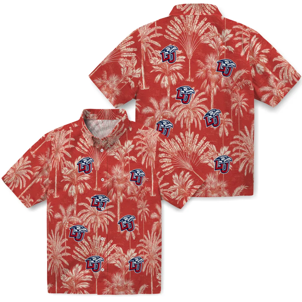 Liberty Flames Hawaiian Shirt - Vintage Palm Tree liberty flames palm shadows red hawaiian shirts high quality