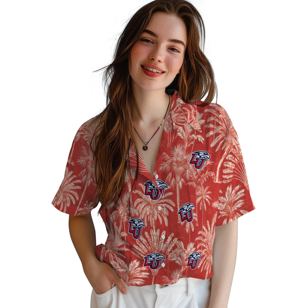 Liberty Flames Hawaiian Shirt - Vintage Palm Tree liberty flames palm shadows red hawaiian shirts latest model