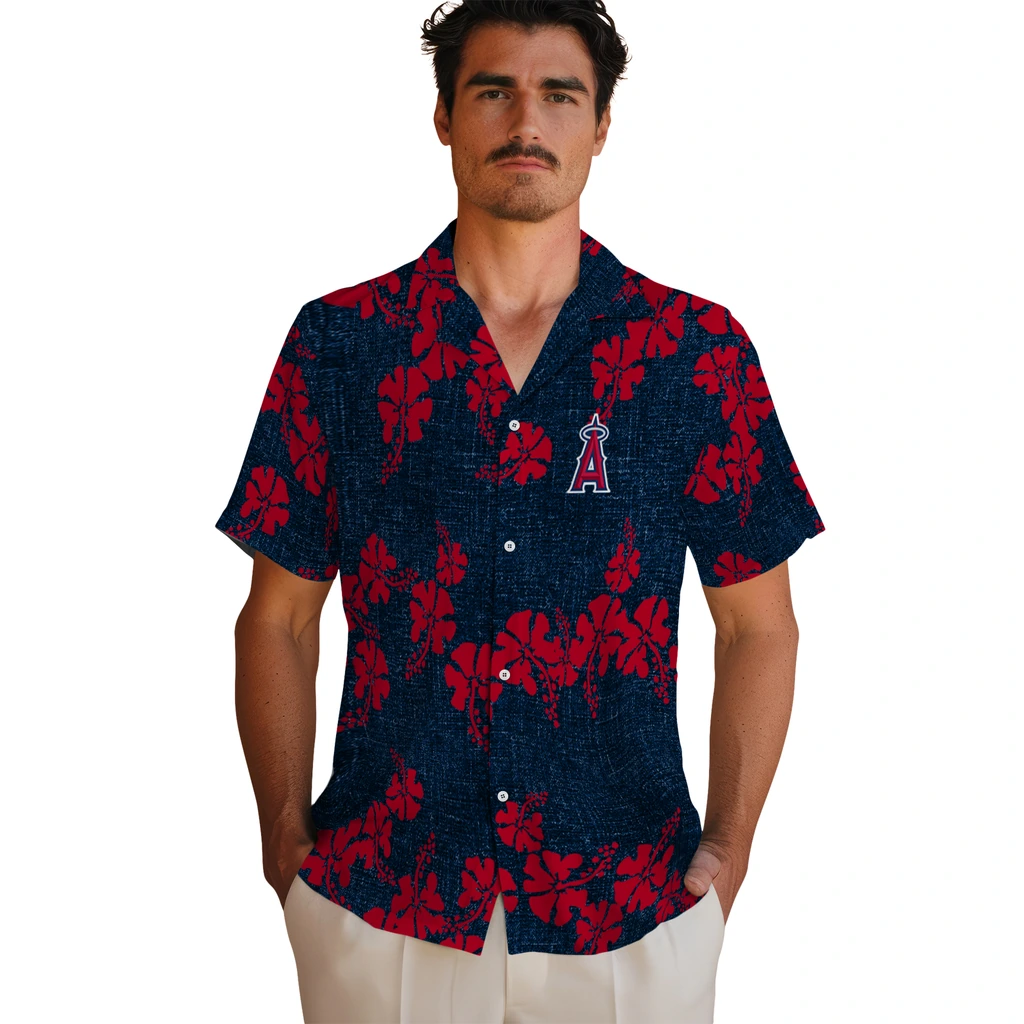 Los Angeles Angels Hawaiian Shirt - 50th State Flower los angeles angels hibiscus petals blue hawaiian shirts fashion forward