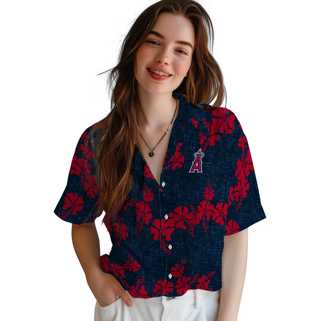 Los Angeles Angels Hawaiian Shirt - 50th State Flower los angeles angels hibiscus petals blue hawaiian shirts latest model