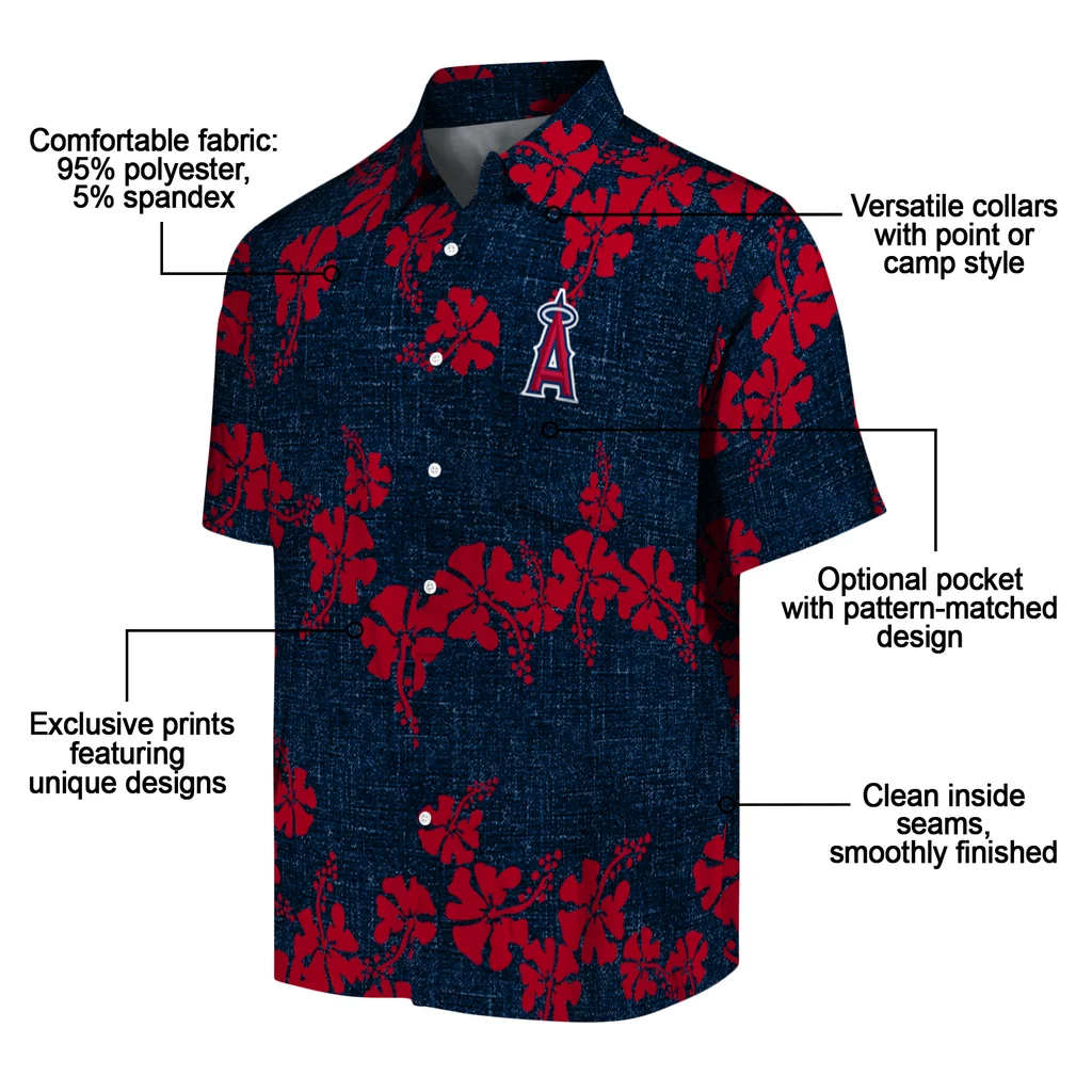 Los Angeles Angels Hawaiian Shirt - 50th State Flower los angeles angels hibiscus petals blue hawaiian shirts new arrival