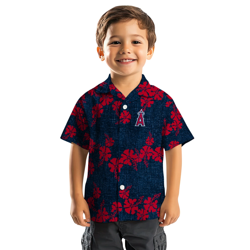 Los Angeles Angels Hawaiian Shirt - 50th State Flower los angeles angels hibiscus petals blue hawaiian shirts top rated