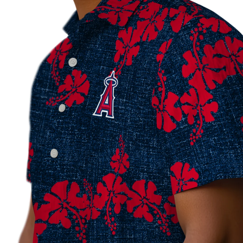 Los Angeles Angels Hawaiian Shirt - 50th State Flower los angeles angels hibiscus petals blue hawaiian shirts trendy