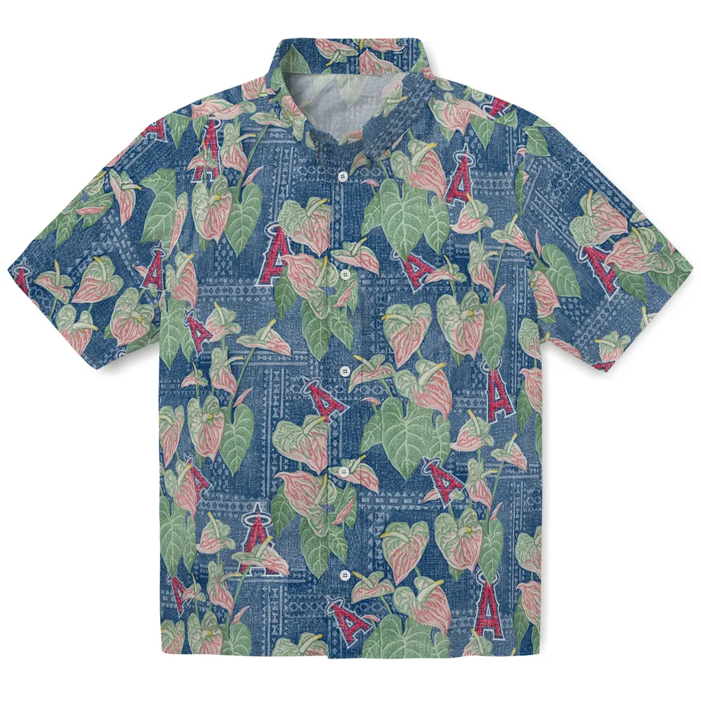 Los Angeles Angels Hawaiian Shirt - Anthurium Overlay los angeles angels anthurium overlay blue hawaiian shirts best selling