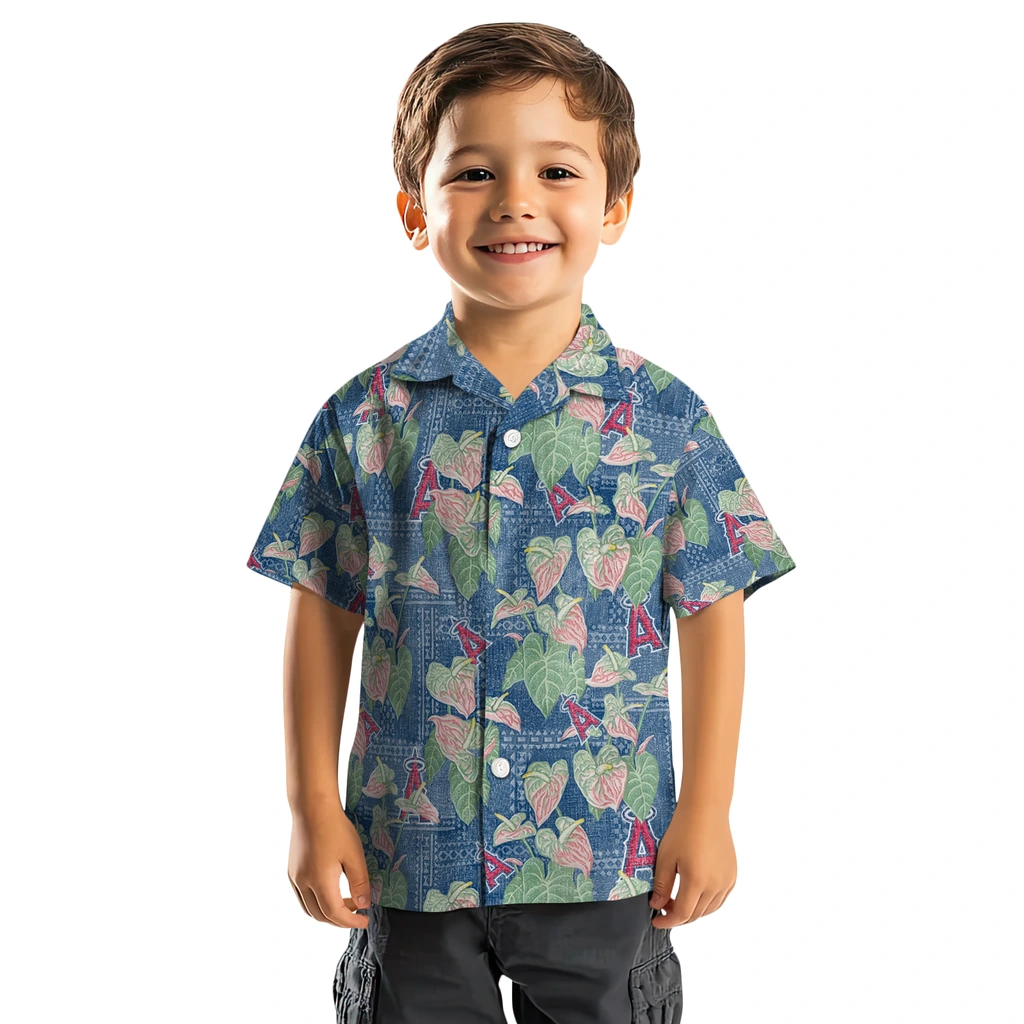 Los Angeles Angels Hawaiian Shirt - Anthurium Overlay los angeles angels anthurium overlay blue hawaiian shirts top rated