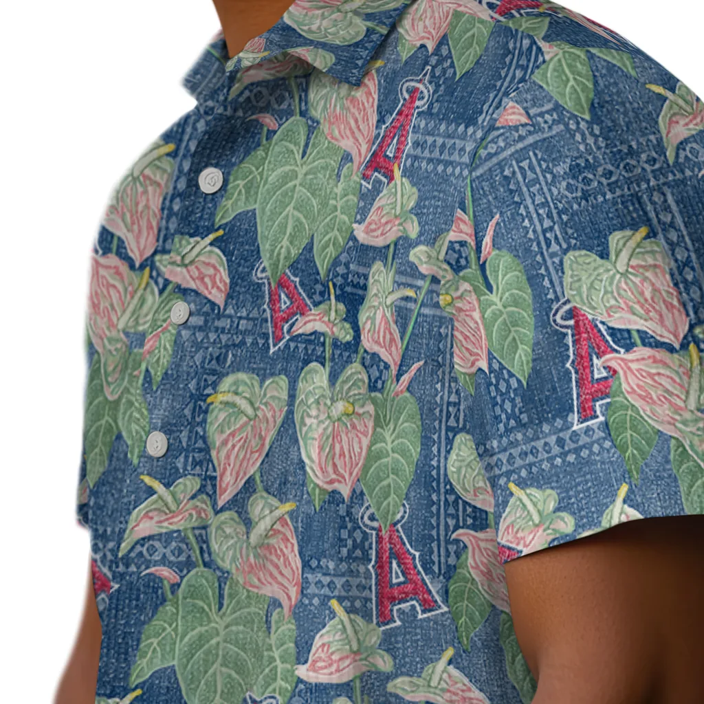 Los Angeles Angels Hawaiian Shirt - Anthurium Overlay los angeles angels anthurium overlay blue hawaiian shirts trendy