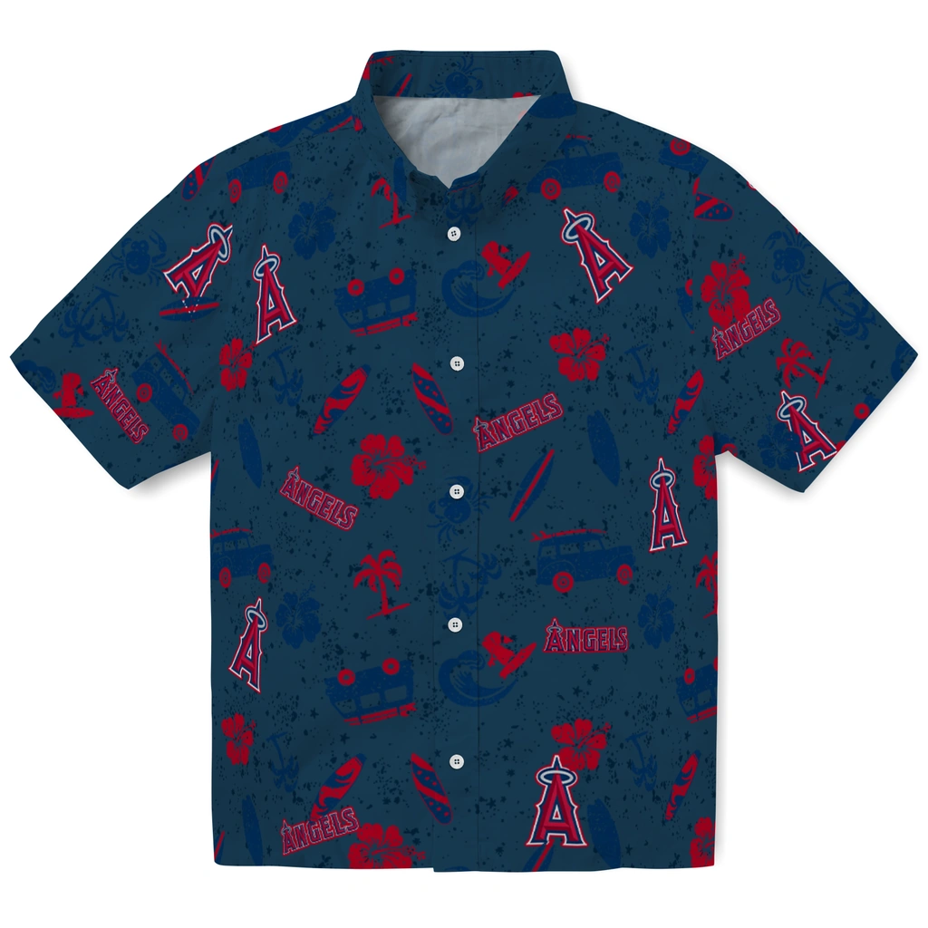 Los Angeles Angels Hawaiian Shirt - Beach Vibe los angeles angels beach vibe navy hawaiian shirts best selling