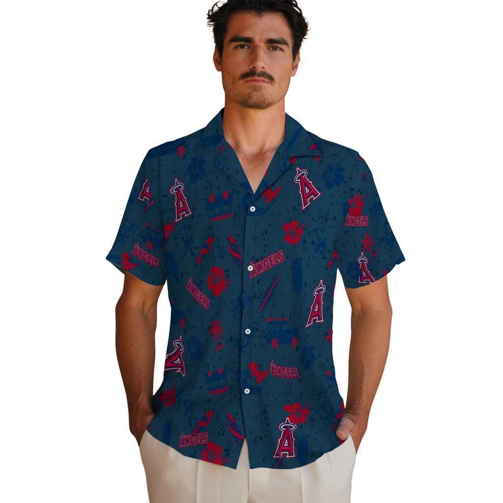 Los Angeles Angels Hawaiian Shirt - Beach Vibe los angeles angels beach vibe navy hawaiian shirts fashion forward