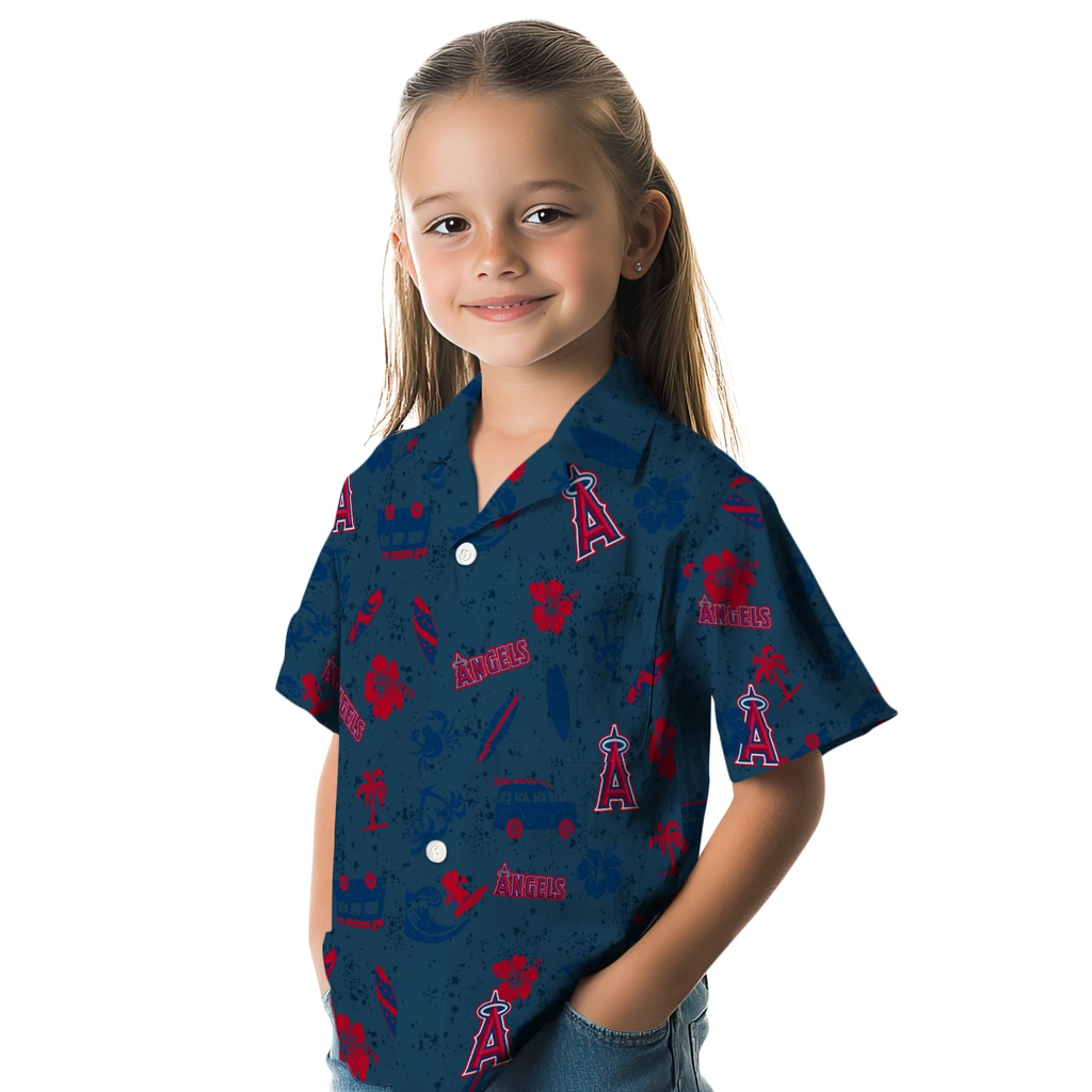 Los Angeles Angels Hawaiian Shirt - Beach Vibe los angeles angels beach vibe navy hawaiian shirts premium grade