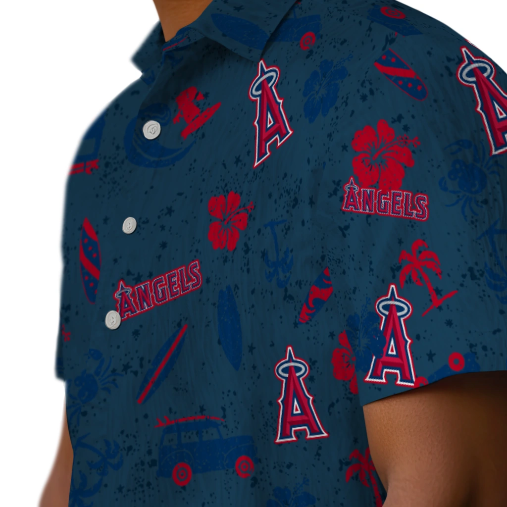Los Angeles Angels Hawaiian Shirt - Beach Vibe los angeles angels beach vibe navy hawaiian shirts trendy
