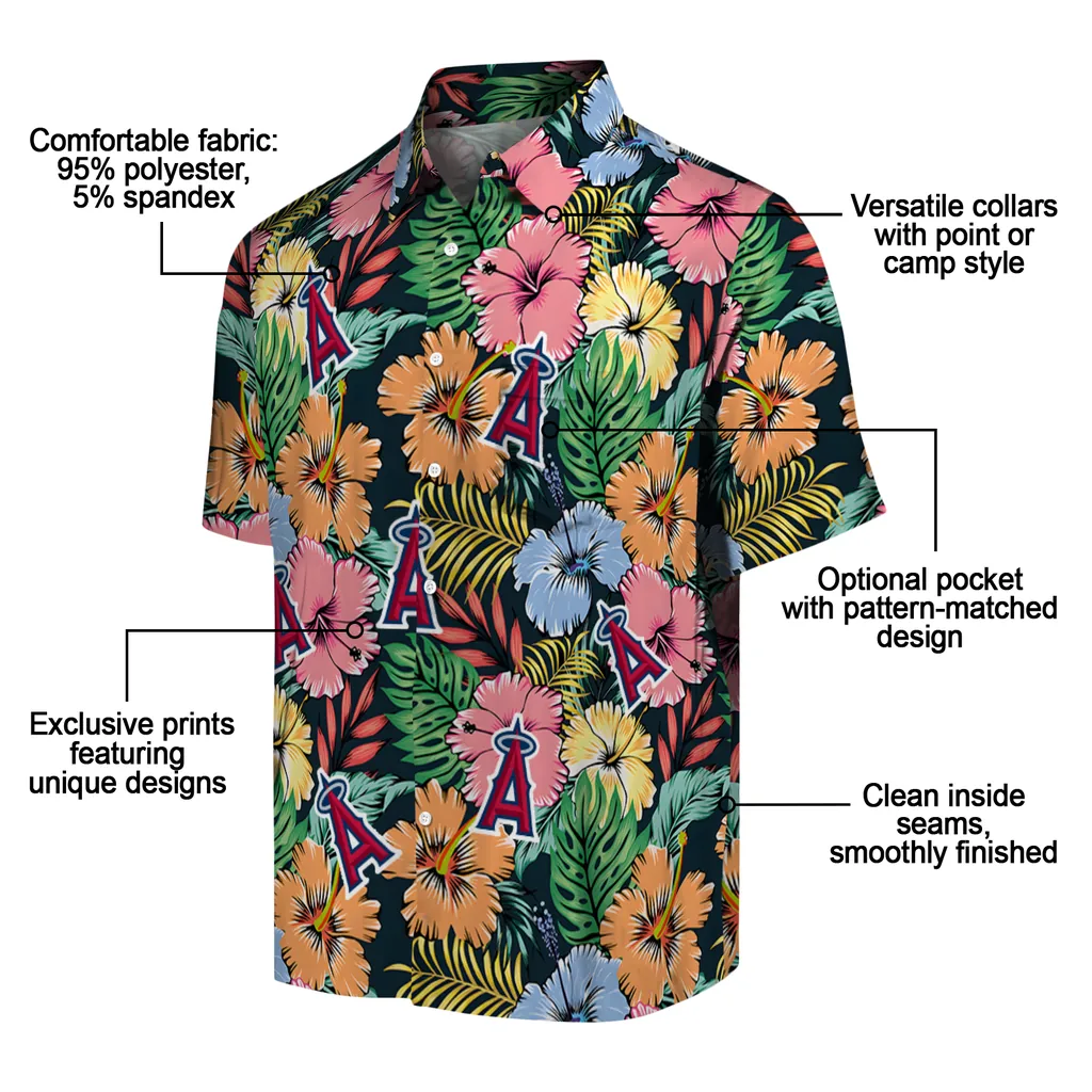 Los Angeles Angels Hawaiian Shirt - Brilliant Hibiscus Garden los angeles angels brilliant hibiscus garden hawaiian shirts new arrival