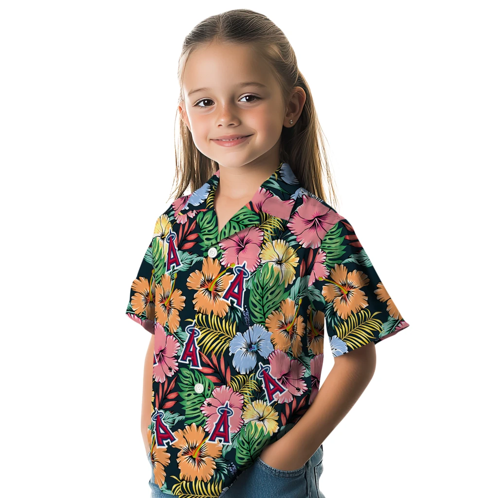 Los Angeles Angels Hawaiian Shirt - Brilliant Hibiscus Garden los angeles angels brilliant hibiscus garden hawaiian shirts premium grade