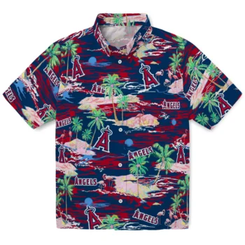 los angeles angels flamingo retreat blue hawaiian shirts best selling