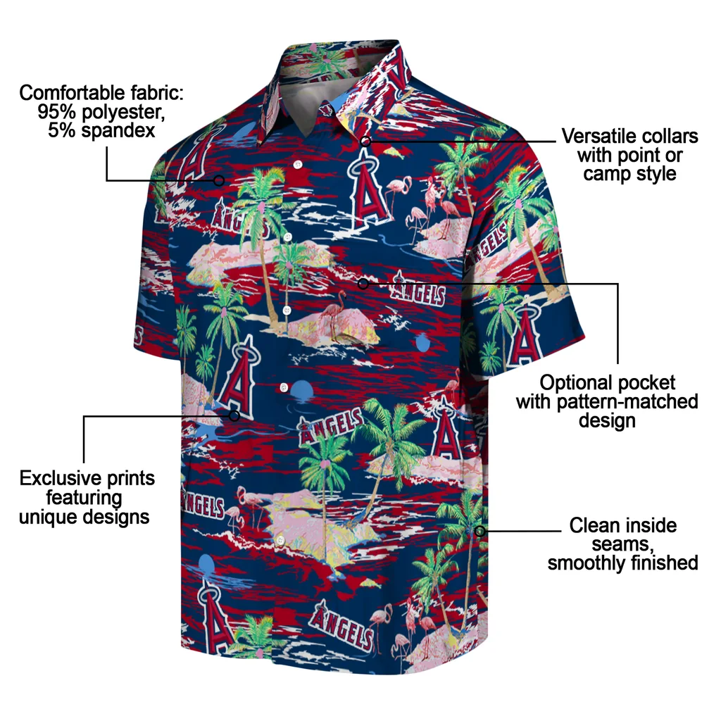 Los Angeles Angels Hawaiian Shirt - Hawaii Island los angeles angels flamingo retreat blue hawaiian shirts new arrival