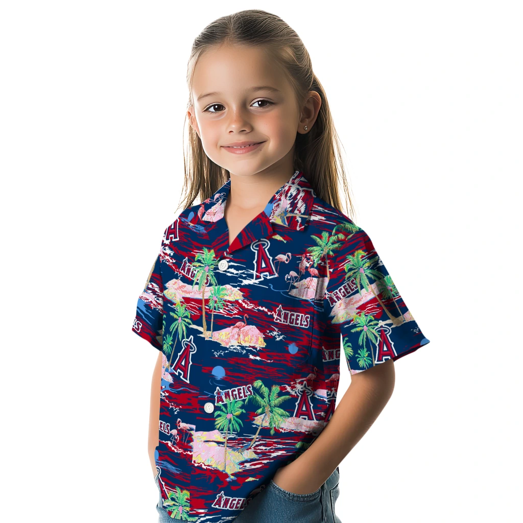 Los Angeles Angels Hawaiian Shirt - Hawaii Island los angeles angels flamingo retreat blue hawaiian shirts premium grade