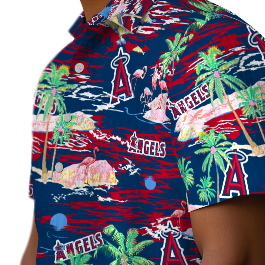 Los Angeles Angels Hawaiian Shirt - Hawaii Island los angeles angels flamingo retreat blue hawaiian shirts trendy