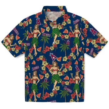 los angeles angels hawaiian girls design blue hawaiian shirts best selling