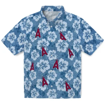 los angeles angels hibiscus cluster blue hawaiian shirts best selling