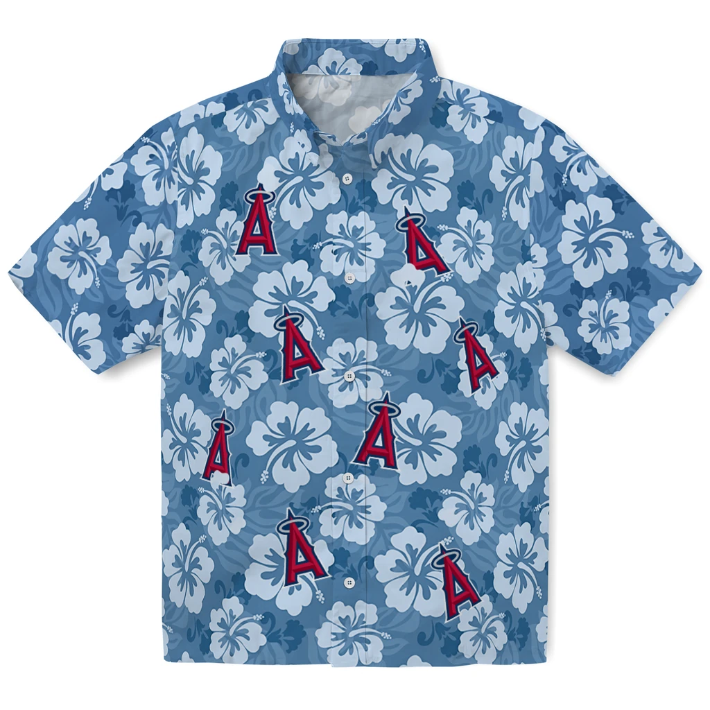 Los Angeles Angels Hawaiian Shirt - Hibiscus Cluster los angeles angels hibiscus cluster blue hawaiian shirts best selling