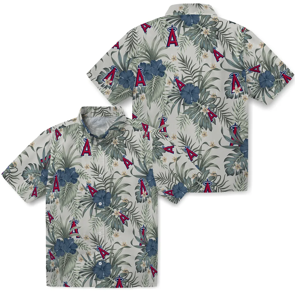 Los Angeles Angels Hawaiian Shirt - Hibiscus Designs los angeles angels hibiscus designs beige hawaiian shirts high quality