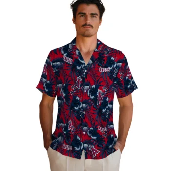 los angeles angels hibiscus exotic blue hawaiian shirts fashion forward