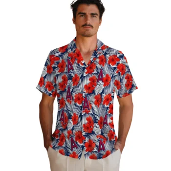 los angeles angels hibiscus fiesta red royal blue hawaiian shirts fashion forward