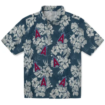 los angeles angels hibiscus flowers navy blue hawaiian shirts best selling