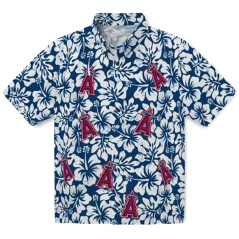 los angeles angels hibiscus motif blue white hawaiian shirts best selling