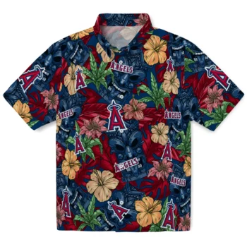 los angeles angels tiki jungle blue hawaiian shirts best selling