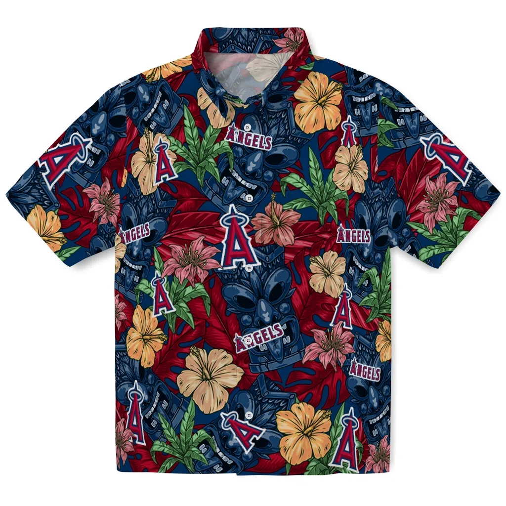 Los Angeles Angels Hawaiian Shirt - Hibiscus Tiki Jungle los angeles angels tiki jungle blue hawaiian shirts best selling