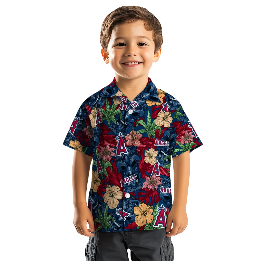 Los Angeles Angels Hawaiian Shirt - Hibiscus Tiki Jungle los angeles angels tiki jungle blue hawaiian shirts top rated