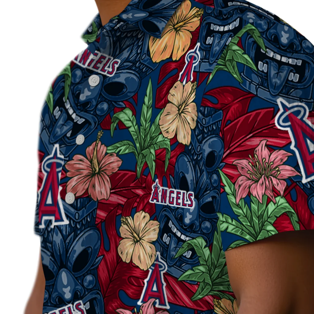 Los Angeles Angels Hawaiian Shirt - Hibiscus Tiki Jungle los angeles angels tiki jungle blue hawaiian shirts trendy