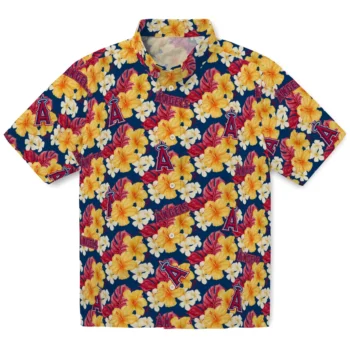 los angeles angels hibiscus tropics blue yellow hawaiian shirts best selling