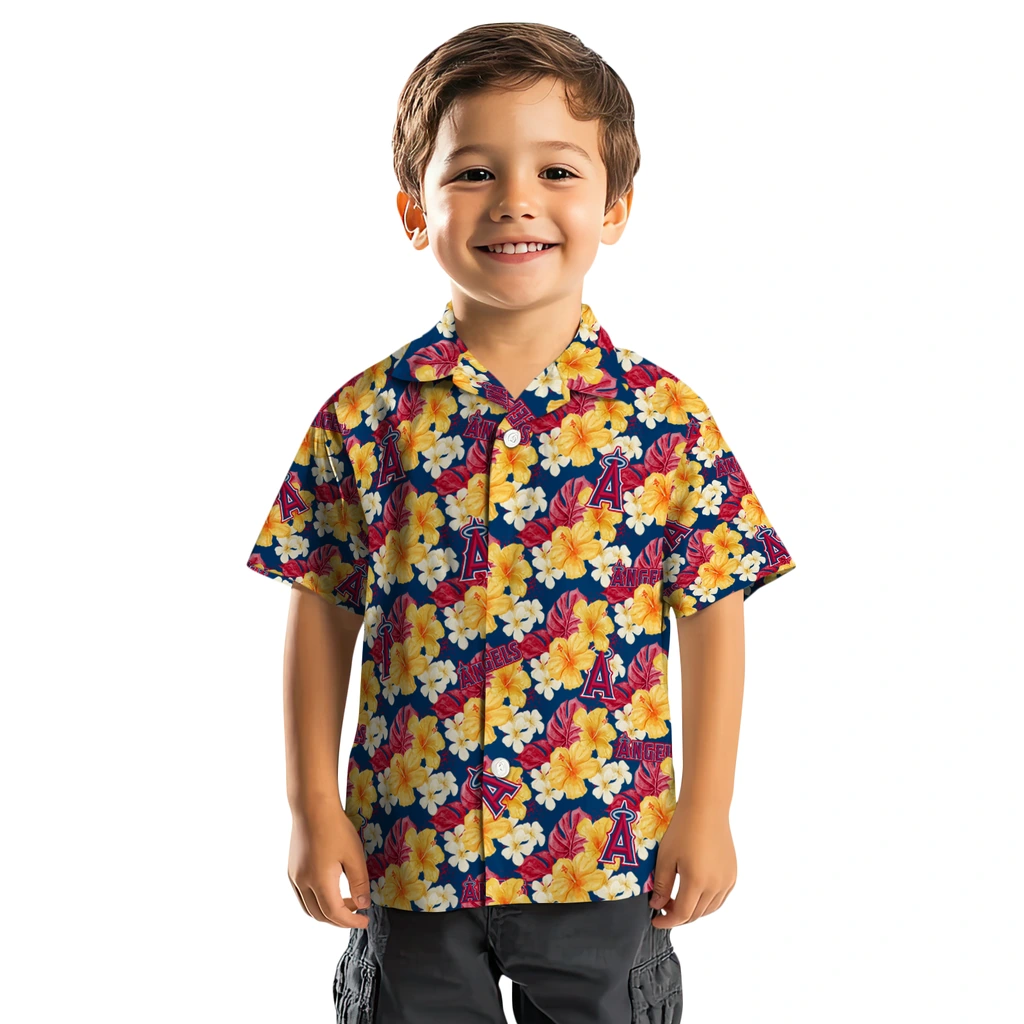 Los Angeles Angels Hawaiian Shirt - Hibiscus Tropics los angeles angels hibiscus tropics blue yellow hawaiian shirts top rated
