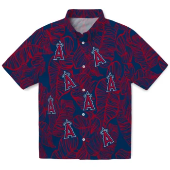 los angeles angels leaf outline blue hawaiian shirts best selling