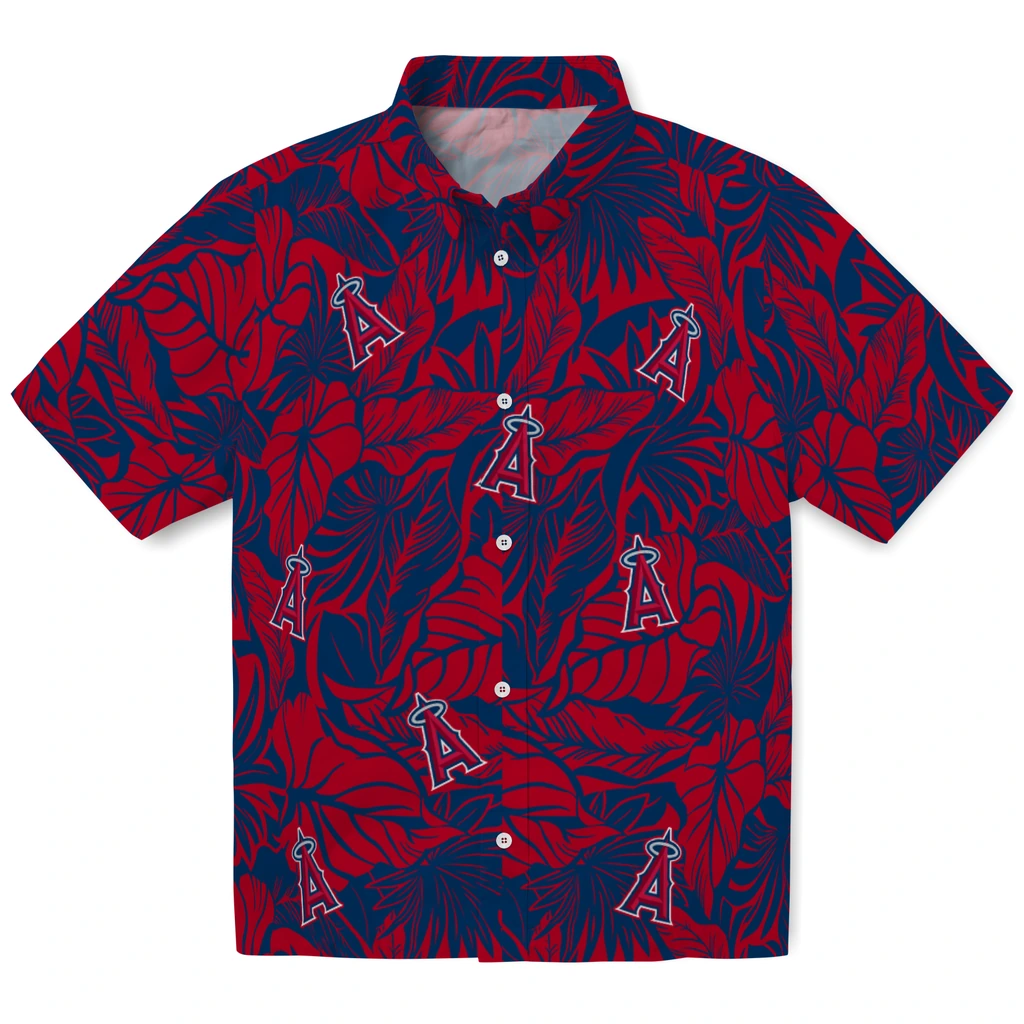Los Angeles Angels Hawaiian Shirt - Monstera Layer los angeles angels monstera layer blue hawaiian shirts best selling