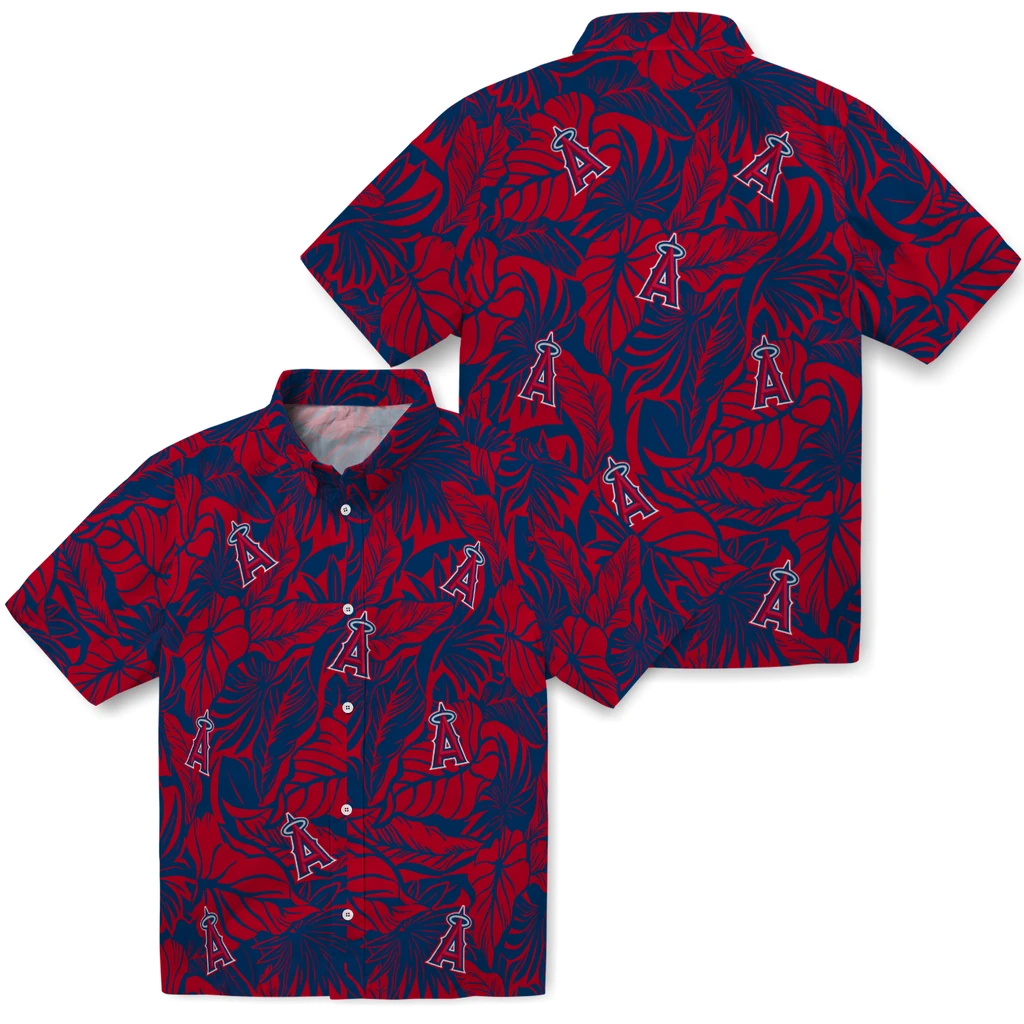 Los Angeles Angels Hawaiian Shirt - Monstera Layer los angeles angels monstera layer blue hawaiian shirts high quality