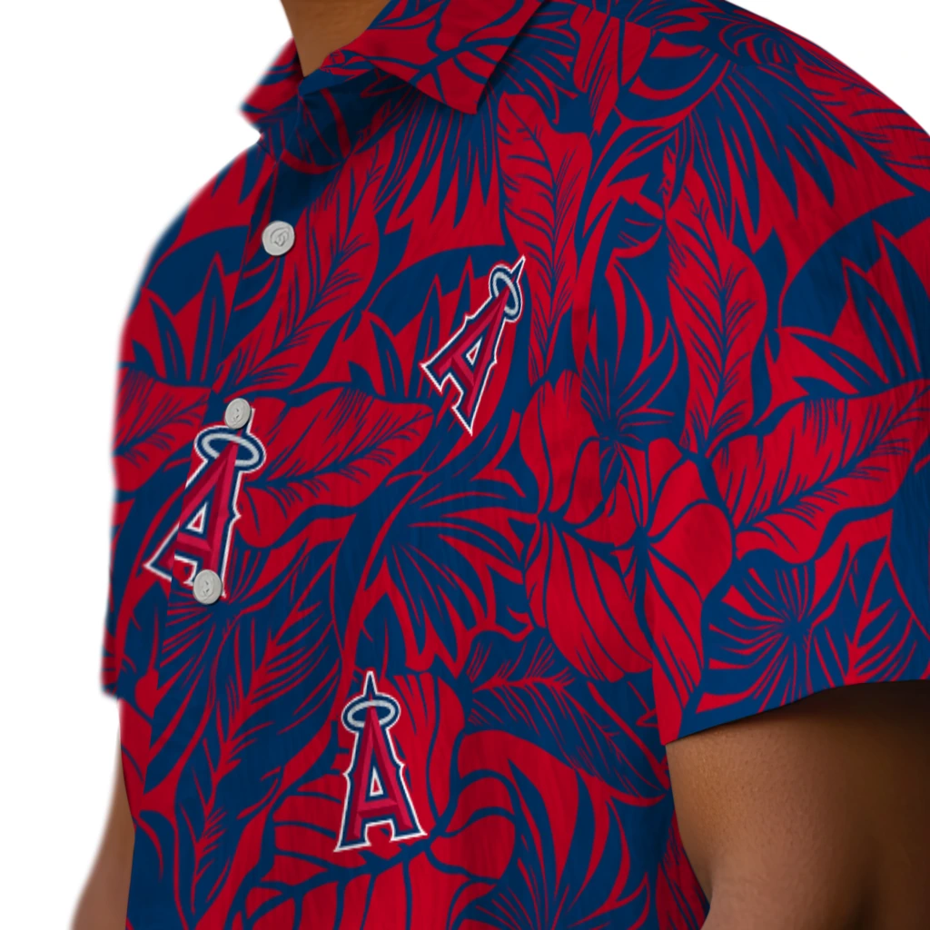 Los Angeles Angels Hawaiian Shirt - Monstera Layer los angeles angels monstera layer blue hawaiian shirts trendy