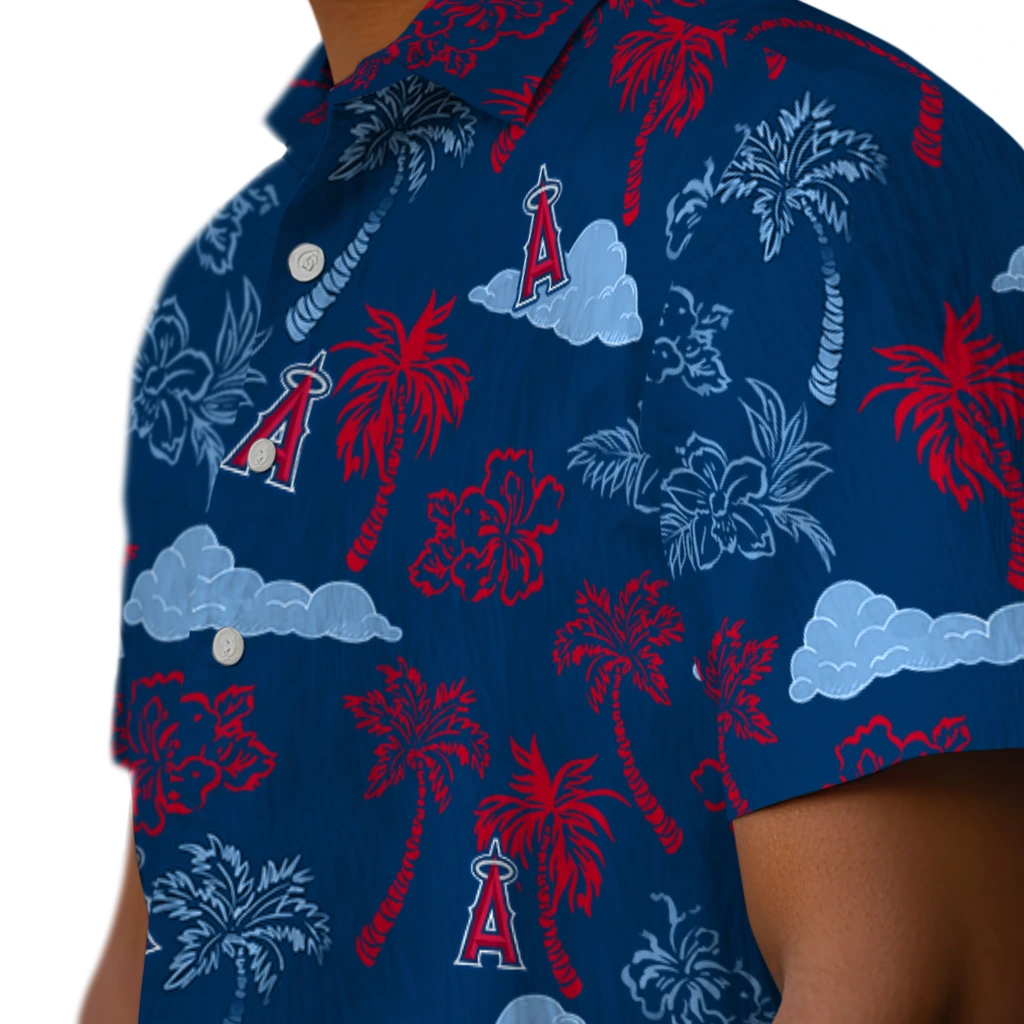 Los Angeles Angels Hawaiian Shirt - Palm And Clouds los angeles angels palm and clouds blue hawaiian shirts trendy