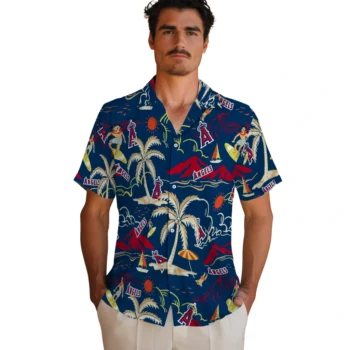 los angeles angels palm tree island blue hawaiian shirts fashion forward