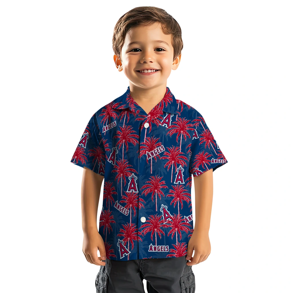 Los Angeles Angels Hawaiian Shirt - Palm Tree Motif los angeles angels palm grove blue hawaiian shirts top rated