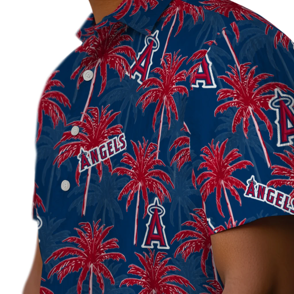Los Angeles Angels Hawaiian Shirt - Palm Tree Motif los angeles angels palm grove blue hawaiian shirts trendy