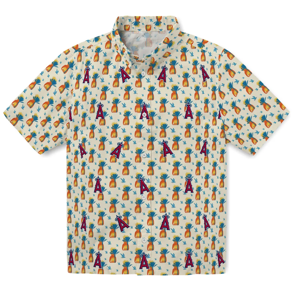Los Angeles Angels Hawaiian Shirt - Pineapple Delight los angeles angels pineapple delight beige hawaiian shirts best selling