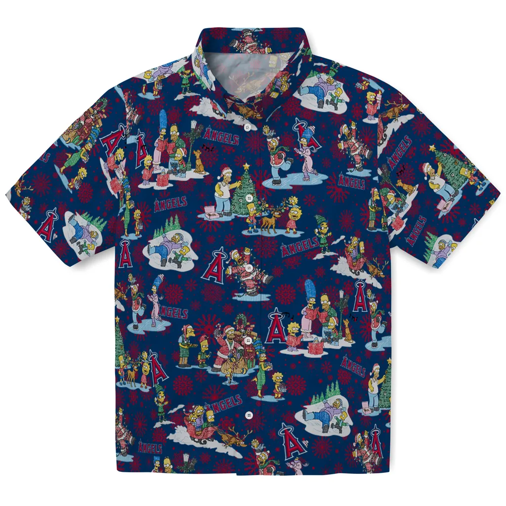 Los Angeles Angels Hawaiian Shirt - Simpsons Christmas los angeles angels simpsons christmas blue hawaiian shirts best selling