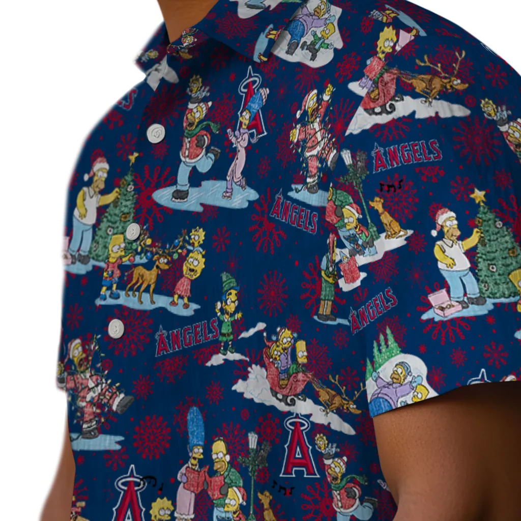 Los Angeles Angels Hawaiian Shirt - Simpsons Christmas los angeles angels simpsons christmas blue hawaiian shirts trendy
