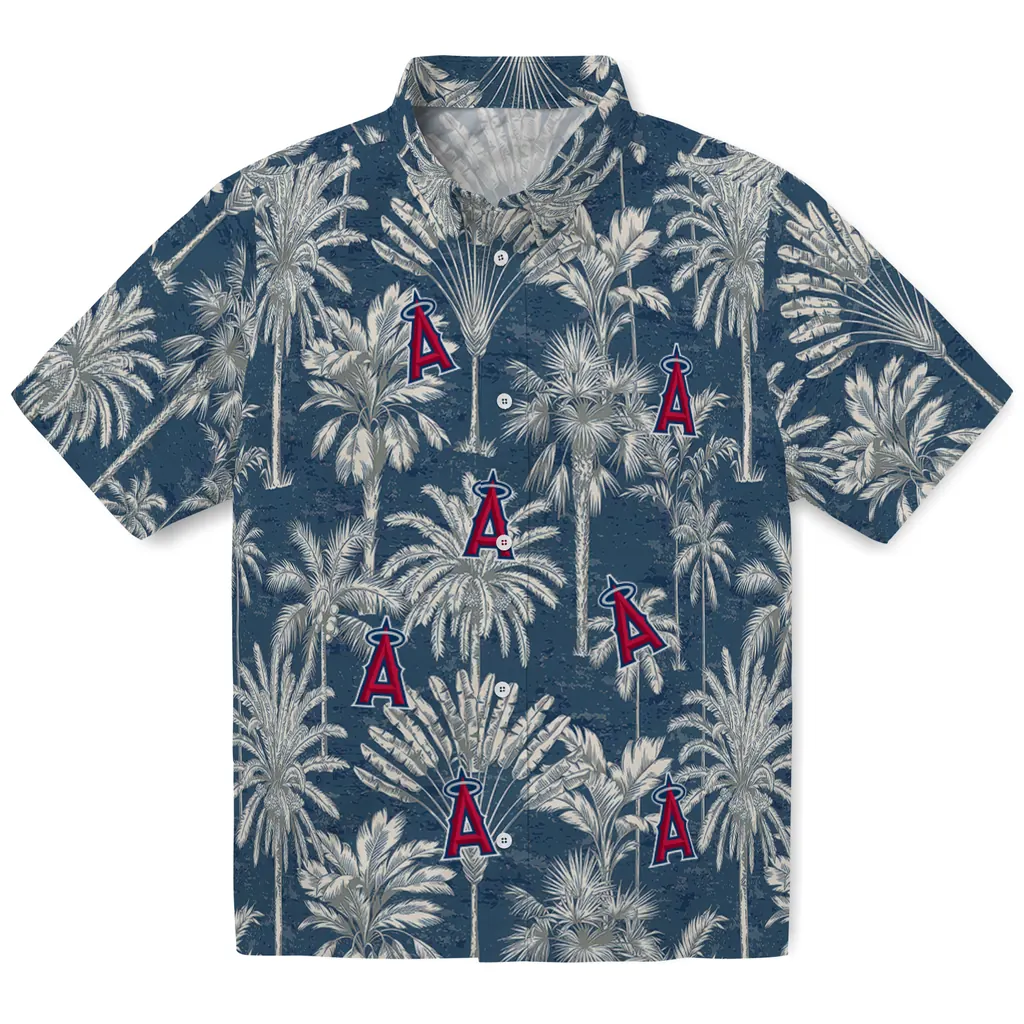 Los Angeles Angels Hawaiian Shirt - Vintage Palm Tree los angeles angels palm shadows blue hawaiian shirts best selling