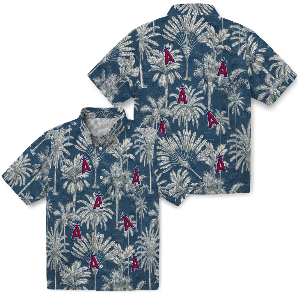 Los Angeles Angels Hawaiian Shirt - Vintage Palm Tree los angeles angels palm shadows blue hawaiian shirts high quality