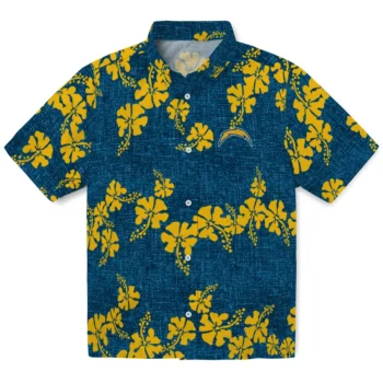 los angeles chargers hibiscus petals blue hawaiian shirts best selling