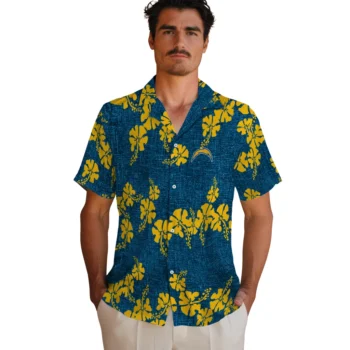 los angeles chargers hibiscus petals blue hawaiian shirts fashion forward